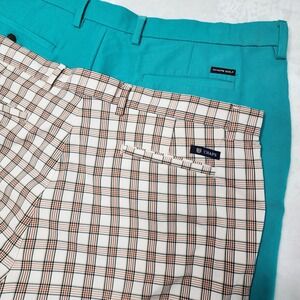 Lot of 2 Chaps Golf Shorts‎ Men's Size 42 Stretch Sport Pockets Plaid/Solid